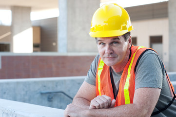 portrait of a mature construction worker outside