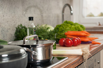 Gesundes Essen und die Essenszubereitung. Exklusiv.