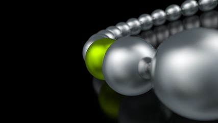 Silver and green on black - 3D ball focus 5