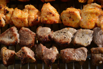 Shashlik (kebab) on the grill