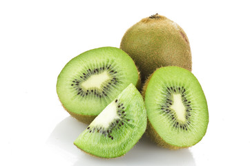 Fototapeta premium kiwi fruit and his sliced close up on white