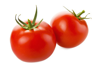 Fresh tomatoes close up on the white