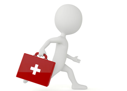 3d humanoid character with a first aid kit