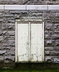 Beige Door in a stone wall.