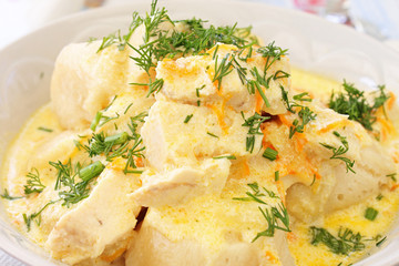 close up of Ukrainian dish - Poltavian galushka