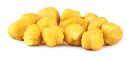 Fresh chickpeas over white background