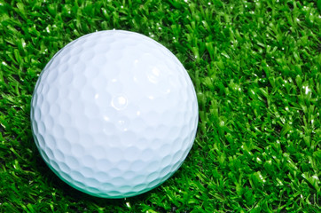 Golf Ball on the Green Grass .