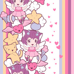 Seamless pattern with doodle. Vector kawaii illustration.