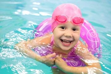 little girl swimming