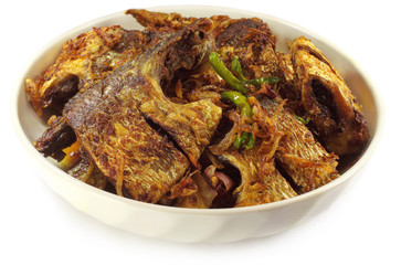 Popular fried hilsa or Ilish fish of Southeast Asia