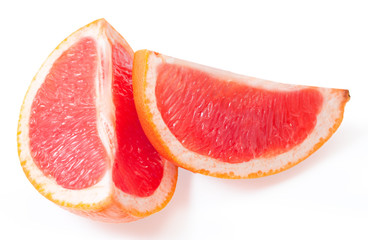 Slices of grapefruit isolated on white background