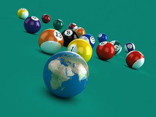 3d Earth on Billiards Table