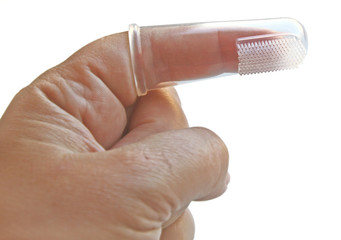 Tooth brush from silicon it is isolated for the care of mouth of