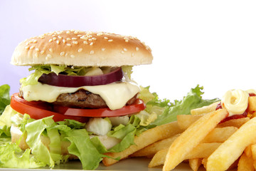 hamburger con patate fritte