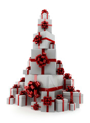 Pile of gifts on a white background