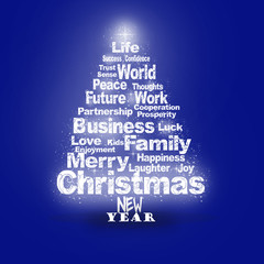 Abstract Christmas greeting with season wishes in blue colors © Hadira