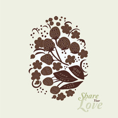 Love Flowers Elegant Card in Russian Style, SPA