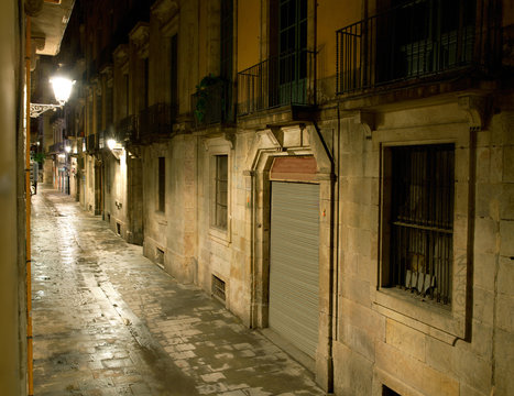 Empty alleyway in Barcelona. Spain. Street Carrer dels Tallers.