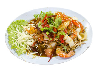 Fried shrimp with tamarind source.