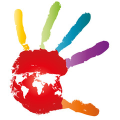 High resolution conceptual human hand paint with map