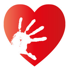 High resolution conceptual human heart print with a hand