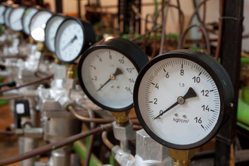 Manometers in the boiler, focus on gauges