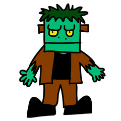 Halloween character hand writing cartoon.