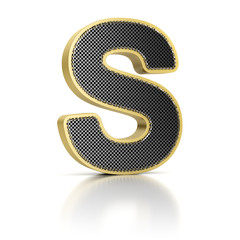 Letter S as a perforated metal object over white