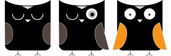 3 owls cartoon