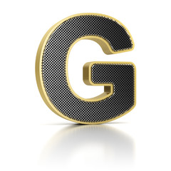 Letter G as a perforated metal object over white