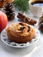 Cheese rolls stuffed with apples and chocolate