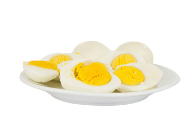 boiled egg in a bowl isolated