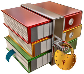 three colored folders with hinged lock