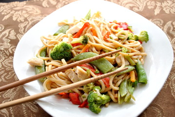 Chop Sticks on Chicken Lo Mein