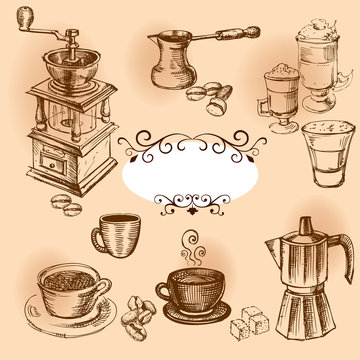Coffee hand drawn elements.