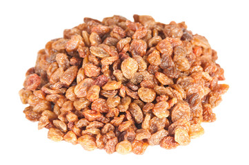 Raisins on a white background