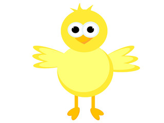Illustration of a cute happy little yellow chick