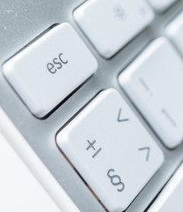 Close up of keys of white pc keyboard