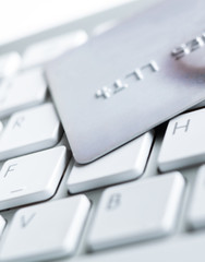Close up of credit card on a pc keyboard