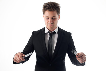 Homme d'affaire qui à très faim