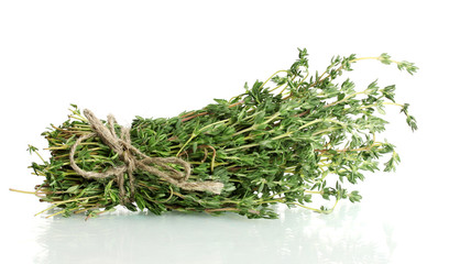 fresh green thyme isolated on white