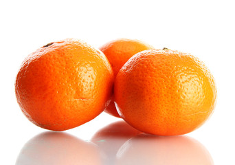 ripe tangerines isolated on white