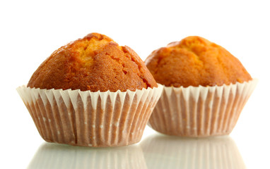 tasty muffin cakes, isolated on white