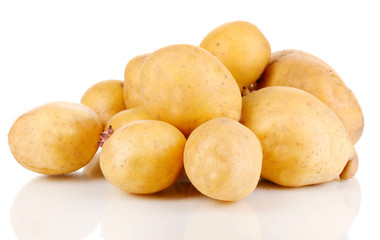 Ripe potatoes isolated on white