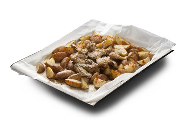 Baked potato with chicken wings