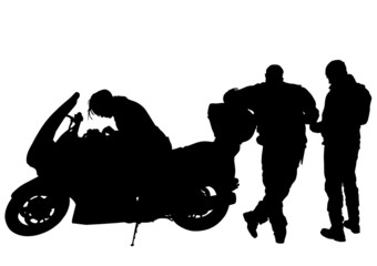 Retro motobike and people