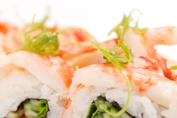 sushi on the white