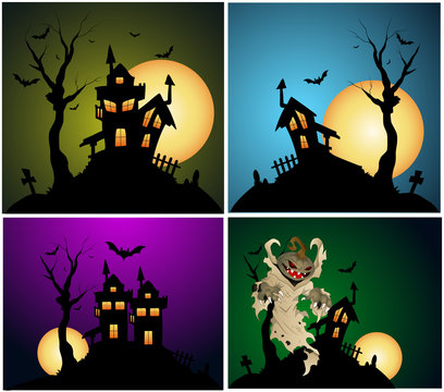 Halloween Backgrounds Vector Set