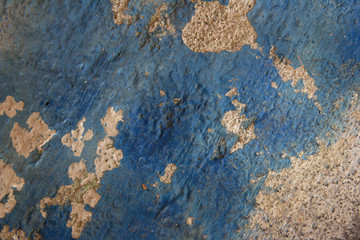 Old wall painted blue colors.