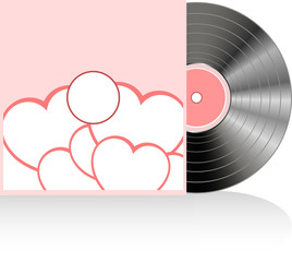 vinyl in cover with red love heart